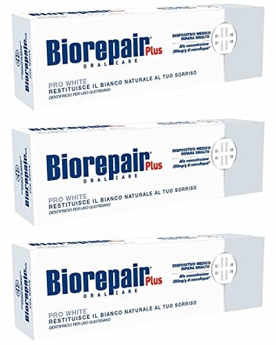 Biorepair Pro White Daily Toothpaste - 2.54 Fluid Ounces (75ml) Tubes (Pack of 3) [ Italian Import ]