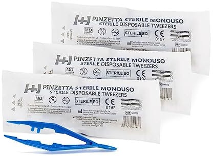3 pz PINZETTA MEDICA STERILE in Polipropilene Monouso in plastica - Pinzette mediche chirurgiche