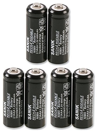 Original Sanik® Rechargeable 2/3AAA 400mAh 1.2V NiMH Cordless Phone Batteries For iDECT X1 & iDECT X1i Telephones (6 Pack)