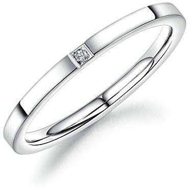 Bishilin Titanring für Frauen Zirkonia Schmal Rund 2 MM Vintage Damen Ring Silber Rosegold Freundschaftsring