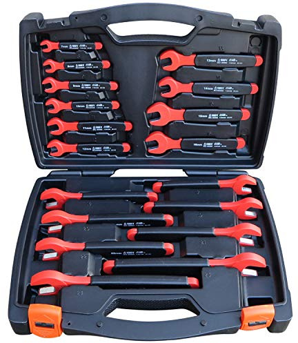 Isolierter Maulschlüsselsatz, 1000 V, 18-teilig, metrisches Schraubenschlüssel-Set, 7 mm – 24 mm