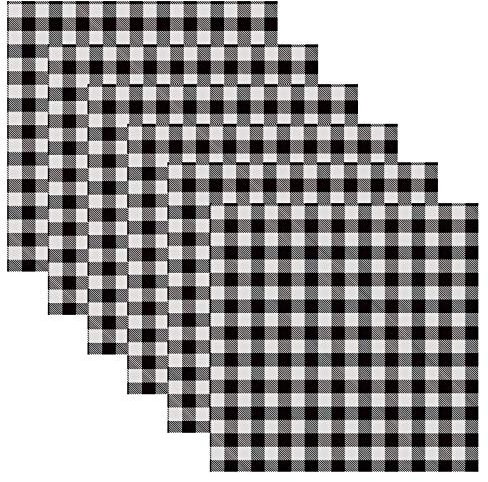 PU Heat Transfer Vinyl Sheets 30 x 30 cm - 6 Sheets Buffalo Plaid Vinyl HTV Iron on Vinyl for Cricut and Silhouette (Buffalo Plaid Black/White)