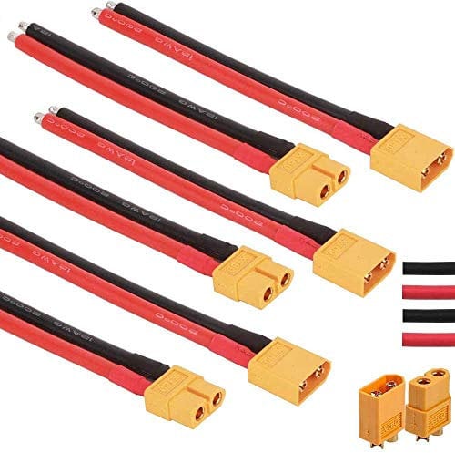VISSQH 3 Paar XT60 Stecker mit Kabel 100mm 12AWG Silikon Draht, XT-60 XT60 Männlich Weiblich Rundstecker Stecker mit Wärmeschrumpf für RC Lipo Akku