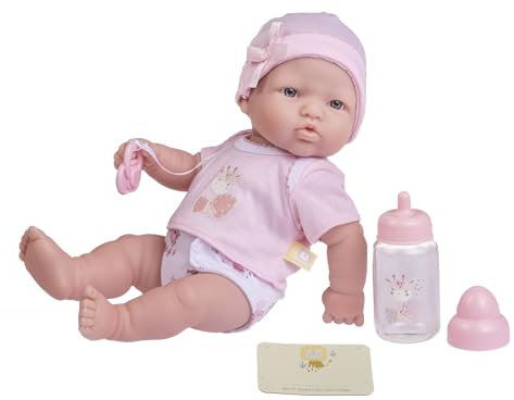JC TOYS La Newborn Puppe für Neugeborene, 30 cm, aus weichem Vinyl, mit 6 Zubehörteilen, Rosa, ideal zum Spielen, entworfen in Spanien von Berenguer, ab 2 Jahren