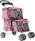 Hundebuggy / Katzen-Kinderwagen, Haustier-Tragetasche, Jogger für kleine, mittelgroße Hunde, Katzen, Reisen, Camping, 4 Räder, leicht, wasserdicht, faltbar, mit weichem Polster (Rosa)