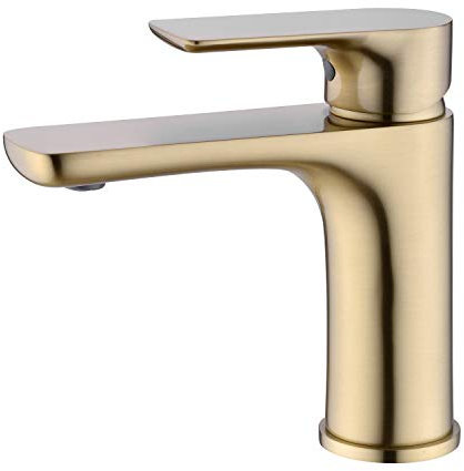 Bathroom Brass Vanity Bath Sink Faucet Basin Mixer Taps,Single Handle Deck Mounted,Brushed Gold