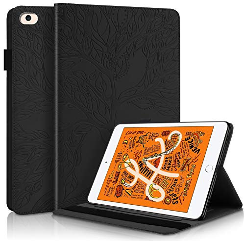 Custodia per iPad Mini 5 Cover /iPad Mini 4, 7.9 Pollice Cover Custodia in PU Pelle a Portafoglio Flip Case, con Stand Funzione e Tasca, Auto Sveglia/Sonno per iPad Mini 1 2 3 4 5 Tavoletta,Nero