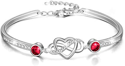 AOBOCO Sterling Silber Infinity Liebes Armband, Geburtstag Hochzeitstag Geschenke für Sie
