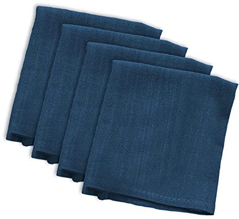 EXQULEG Servietten, Stoffservietten Leinen, Leinenservietten | 4/6 Stück im Set | 30 x 40 cm Die Leinenservietten sind strapazierfähig, saugstark und schmutzabweisend (Dunkelblau,Servietten 4er Set)