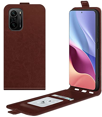 HualuBro Xiaomi Poco F3 5G Hülle, Premium PU Leder Magnetisch HandyHülle Schutzhülle Handytasche LederHülle Flip Case Cover für Xiaomi Poco F3 5G Tasche (Braun)