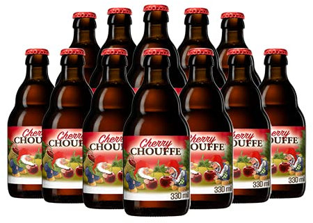 La Chouffe Cherry Belgian Fruit Beer 330ml Bottles (12 Pack) - 8.0% ABV - Beer Gifts for Men Women, Beers and Lagers Offers, Beer Gift Set, Gift Hampers for Men Mum Dad Birthday Valentines Anniversary