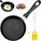 BLUESEABUY Mini Padella Per Friggere 12,7cm Mini Padella Piatta per Uova Padella Pancake Piccola Padellino Antiaderente con Spazzolino in Silicone Per Friggere Uova Pancetta Bistecche Colazione