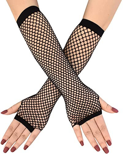 Norhogo Guanti a Rete, Guanti Lunghi a Rete per la Sera dei Costumi Anni '80