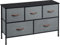 Yaheetech Chest of Drawers, Fabric Storage Dresser 5 Drawers Vertical Chest with Spacious Wooden Tabletop & Sturdy Metal Frame for Bedroom, Living Room, Closet, Nursery, Hallway, Dark Grey