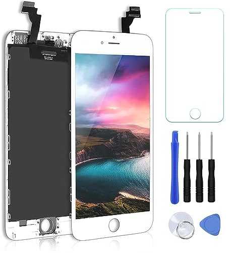 OuiSmart ECRAN LCD Retina + VITRE Tactile Complet sur Chassis pour IPHONE 6 Plus Blanc + Outils + 1 Verre TREMPÉ