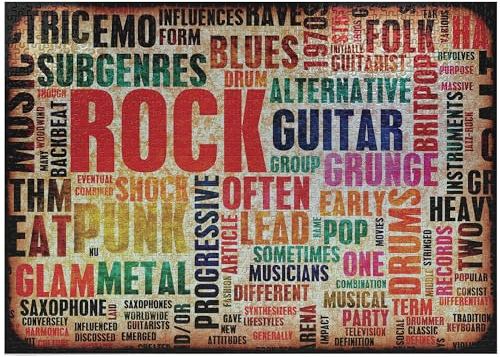 ABAKUHAUS Musik Puzzle, Musik Rock 'n' Roll-Plakat, Heirloom-Qualität lustige Aktivität für die Familie langlebiger Karton, 1000 Stücke, Mehrfarbig