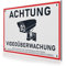 FLAGLY Premium Achtung Videoüberwachung Schild DSGVO 30x20cm aus 3mm Alu Dibond inkl. Bohrungen MADE IN GERMANY - stabiles Hinweisschild/Warnschild, wetterfest & UV-beständig