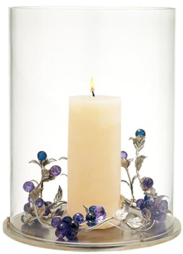 Casa Padrino Luxus Kerzenleuchter mit Swarovski Kristallglas Silber/Mehrfarbig Ø 34 x H. 42 cm - Luxus Wohnzimmer Deko Accessoires