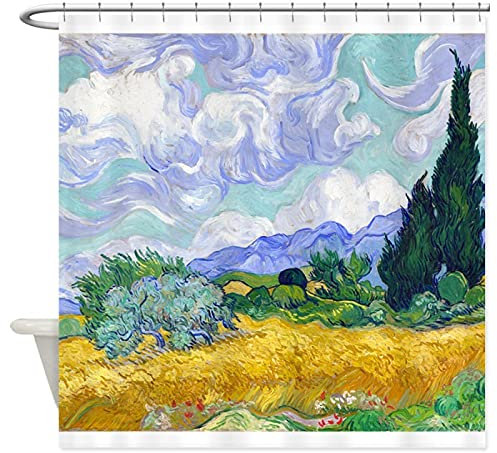 YAZHULUCK Van Gogh – Weizenfelder, dekorativer Stoff, Duschvorhang, Duschvorhang-Set mit 12 Haken, Badezimmervorhänge, Kunst-Duschvorhänge, 180 x 200 cm (70,87 x 78,74 Zoll)