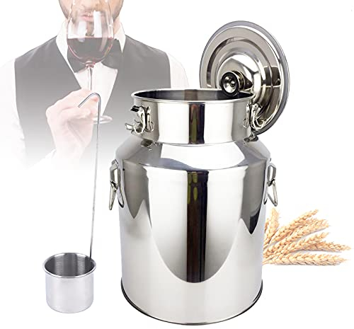 SanBouSi Stainless Steel Milk Jug Transport Jug Cream Jug 18 Litres Sealed Barrel Wine Barrel Oil Barrel Fermentation Barrel Leak-Proof Lid with Clamping Lock and Rubber Seal