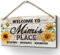 Heuhuww Mimi Gifts for Grandma,Welcome to Mini's Place Sign 6x12 Inch ,Retro Vintage Welcome Sign with Sunflower for Grandma,Front Door Porch Home Decor Gifts for Mimi