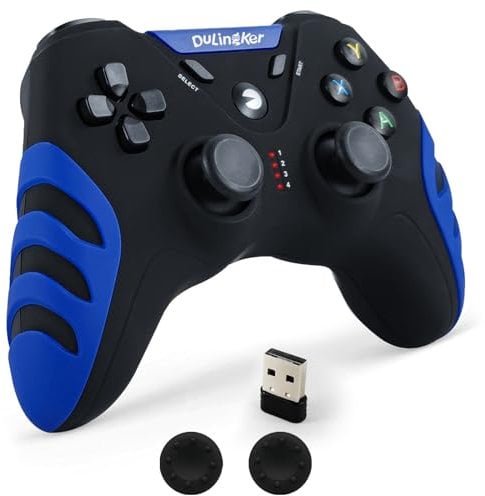 DuLingKer Mando PC Inalámbrico, Mandos PS3 PC Gamepad con Hall Effect Joystick y Doble Vibración, Inalámbrico 2,4G Game Mandos para Windows 11 10 8 7, PS3, Android TV, TV Box, Steam, Raspberry Pi