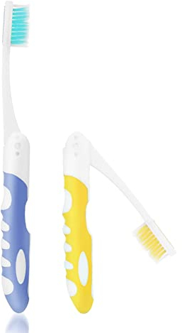 Ouligay Reise-Zahnbürsten-Set, tragbar, weiche Borsten, faltbare Zahnbürste für Erwachsene, Camping und Wandern, 2-teilig