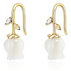 Reffeer 925 Sterling Silber Blumen-Ohrringe für Damen, Blumen-Tropfen-Ohrringe (B-18K Gold Plated)