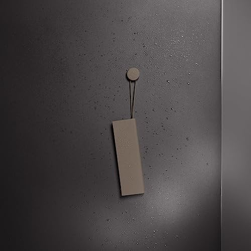 KEUCO Duschabzieher aus Silikon, mit Wandhalterung, Glaswischer zum Kleben, 26,4x8,2x1,7 cm, schlierenfrei, Abzieher für die Dusche, Farbe: trüffel