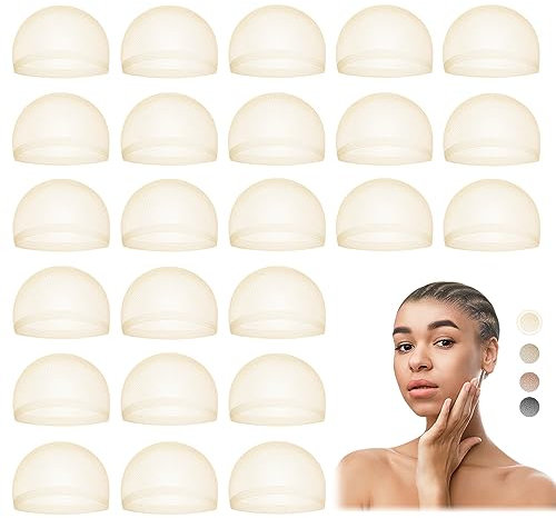 MYKURS Haarnetz für Perücken, Transparent Perückenkappe für Frauen, Wig Caps for Lace Wigs, Perückennetz, Beige 24 Stücke