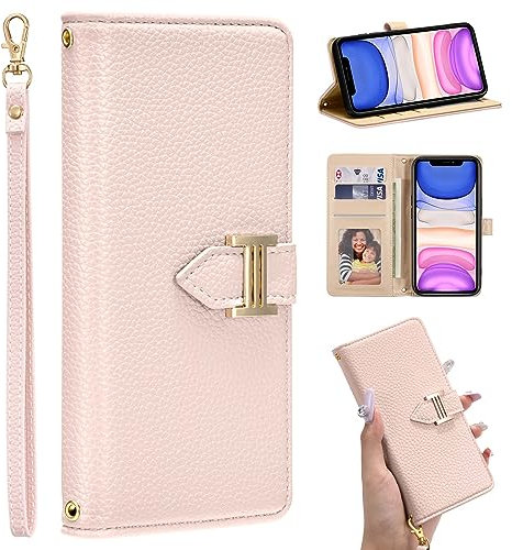 ZCDAYE Case for iPhone 11, iPhone 11 (6.1 inch) Wallet Phone Case, Skin-Friendly Flip Premium Leather Case Cover for Women Girl Lady,Pink