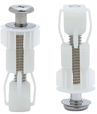 2Pack Toilet Seat Screws Toilet Seat Fittings,Toilet Seat Hinges Expanding Rubber Top Nuts Screw Fixings Fix WC Blind Hole Fittings White Fixing Bolt for Toilet Covers