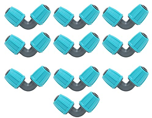 Lwuey Adaptador de Codo Riego por Goteo, 16Mm Tubería Conectores Púas Conector Bloqueo Buen Sellado Textura Dura Buena Rendimiento Ahorro Agua para Césped Jardín Invernaderos Plantas Terrazas