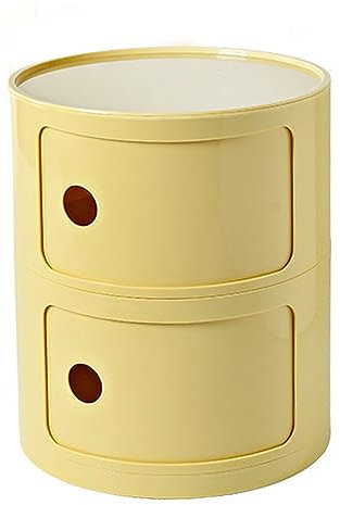 UVCMDUI Kleiner Nachttisch, Mini Einfache Kleinmöbel Schränkchen Leicht und Tragbar, Kreisförmige Nachtschränkchen Schrank mit Lagerung für Wohnzimmer, Couch, Bett,Goose Yellow,32 * 40cm