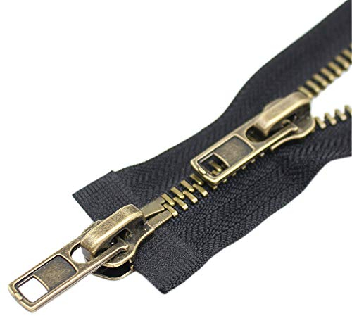 ByaHoGa 30 cm #8 grande chiusura lampo in metallo, cerniera divisibile a 2 vie, per giacche, cappotti da cucito (TW color bronzo)