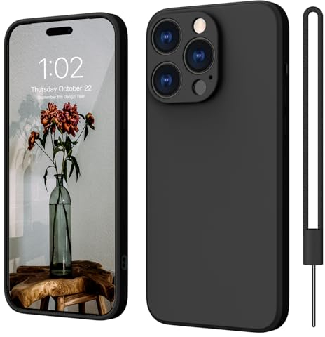 iPhone 15 Pro Max Hülle Silikon, ElestBela Hanyhülle iPhone 15 Pro Max Ultra Dünn Slim mit Microfiber, Kratzfeste Rundumschutz Case Schutzhülle Hülle für iPhone 15 Pro Max 6.7'' Schwarz