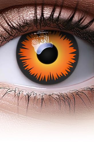 MERALENS Halloween farbige Kontaktlinsen Orange Werewolf, 2 Stück (1 Paar), Ohne Sehstärke, Kontaktlinse für Cosplay, Karneval, Fasching, Zombie, farbig, orangene Linsen ohne Stärke