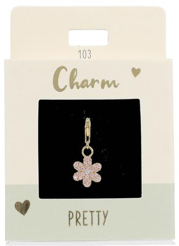 Depesche 11785-103 Charms Express Yourself-Ciondolo per collane e bracciali, Fiore Rosa, Placcato Oro, Come Piccolo Regalo, Multicolore