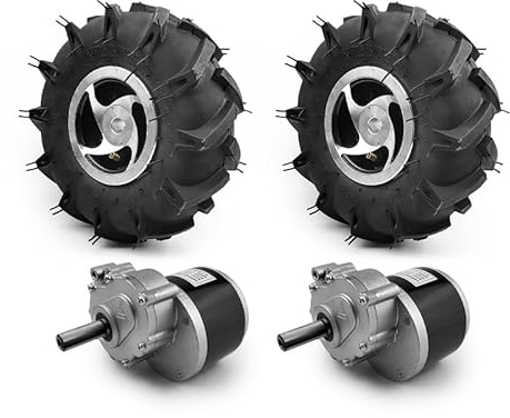 Motorrollen-Set mit doppeltem Antrieb, für landwirtschaftliche Geräte, Gartenbauer, Handwagen, 25,4 cm Reifen, 24 V, 500 W (Agricultural kit E, Max speed 4kph)