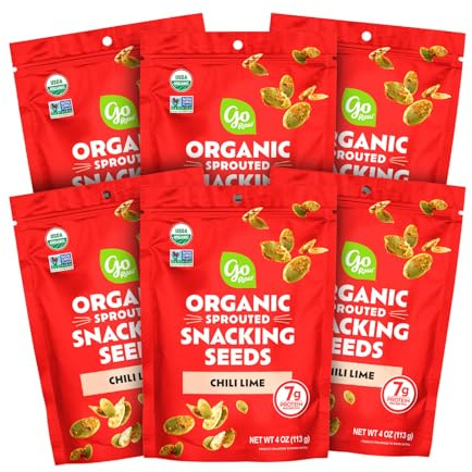 Go Raw Organic Sprouted Chili Lime Sprouted Snacking Seeds, 4 oz, 6 Pack, Pumpkin & Sunflower Seeds, Keto, Kosher