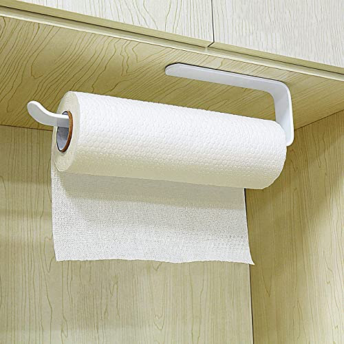 Küchenrollenhalter ohne Bohren, Küchenpapierhalter Wandmontage, Papierrollenhalter aus Aluminium, Küchenrollenspender Küchenrollen Halter Aufbewahrung Organisator (A(White)-33cm)