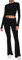 AnotherChill 2-teiliges Lounge-Set für Damen, umklappbare Schlaghose Set, langärmelig, bauchfreies Top, lässige Outfits, Schlafanzug, Schwarz , Small-Medium