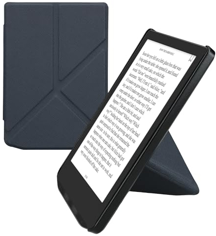 kwmobile Étui Compatible avec Pocketbook Verse/Pro/Color/Vivlio Light/Light HD Coque - Étui à Rabat magnétique Tablette eReader Similicuir - Bleu foncé