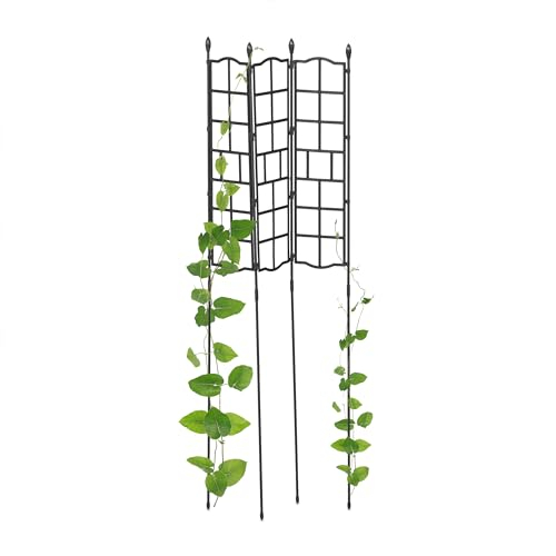 Relaxdays Tutores para Plantas, Set de 3, 124x14,5 cm, Ayuda para Trepadoras, Independiente, para Unir, Plástico, Negro, Acero, 124 x 14,5 cm