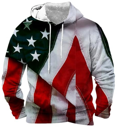 Herren Pullover Amerikanische Flagge Hoodie Streifen Flagge Kapuzenpullover Sport Kapuzenpulli Herren Pullover 3D Druck Hoodie Sweatshirt Kapuzenjacke Sweatjacke Gym Outdoor Sportbekleidung
