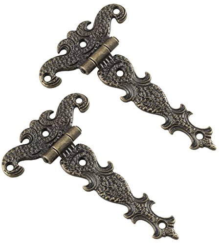 Bisagra Decorativa de Bronce Vintage Plegable Antigua - 2 Piezas Pequeñas para Cajas, Decoración de Muebles y Restauración de Gabinetes