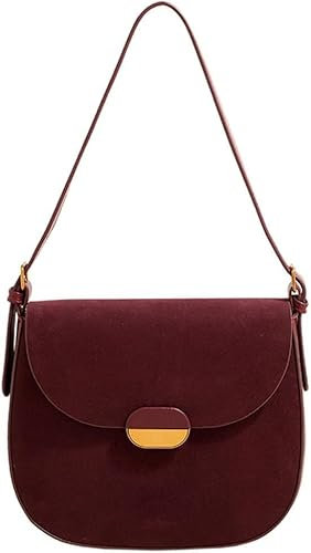 JOLILUNA Schultertaschen für Damen, Wildleder, klein, trendig, Weinrot, Umhängetasche, Satteltasche, Wildleder, Burgunderrot, Burgunder