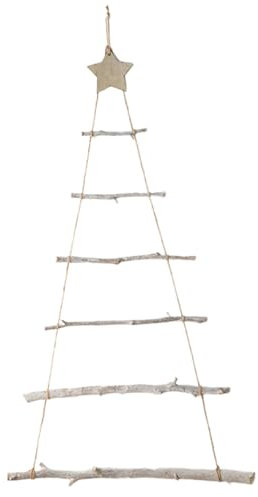 Albero da parete, albero di Natale a parete, 32x22 albero di Natale sospeso in legno con la scala e stella del ramoscello, decorazione del muro di Natale per display ornamentale di Natale, ornament