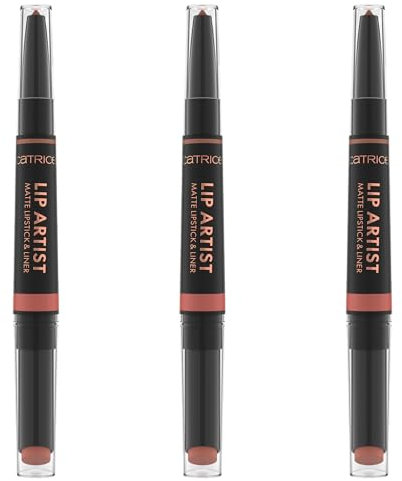 Catrice Lip Artist Matte Lipstick & Liner, Lippenkonturstift, Nr. 010, Nude, hochpigmentiert, farbintensiv, matt, vegan, ohne Parfüm, ölfrei, ohne Alkohol, 3er Pack (3x1.74g)