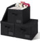 GRANNY SAYS Cloth Storage Boxes with Lids, Pack of 3 Storage Box with Lid, Wardrobe Storage Bins, Black Storage Baskets for Shelves, Foldable Storage Box for Bedroom Organising Clothes Toys